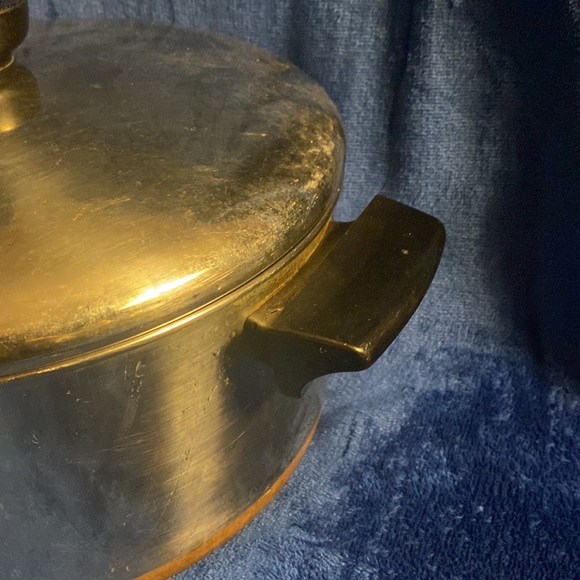 Vintage Revere Ware 4.5 Qt Stock Pot Copper Bottom Stainless Steel Lid 90s - Picture 2 of 5